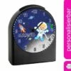 CreaDesign Kinder Funkwecker Personalisiert Mit Namen Weltall Atom-/Funkuhr, 12-Stunden-Anzeigeformat, Schlummerfunktion, Nachtlicht, Geräuschlos/Ohne Ticken