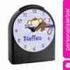 CreaDesign Kinder Funkwecker Personalisiert Mit Namen Affe Atom-/Funkuhr, 12-Stunden-Anzeigeformat, Schlummerfunktion, Nachtlicht, Geräuschlos/Ohne Ticken