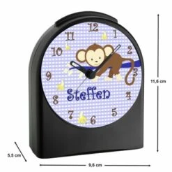 CreaDesign Kinder Funkwecker Personalisiert Mit Namen Affe Atom-/Funkuhr, 12-Stunden-Anzeigeformat, Schlummerfunktion, Nachtlicht, Geräuschlos/Ohne Ticken -Heim-Audio 20307321 03