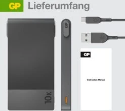 GP Batteries Powerbank GP MP10B Grau 10.000 MAh 1xUSB-A-Anschlüsse 1xUSB-C-Anschlüsse -Heim-Audio 25827014 06