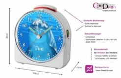 CreaDesign Kinder Funkwecker Weiß Personalisiert Mit Namen Delfin 12-Stunden-Anzeigeformat, Geräuschlos/Ohne Ticken, Nachtlicht 9 CreaDesign Kinder Funkwecker Weiß Personalisiert Mit Namen Delfin 12-Stunden-Anzeigeformat, Geräuschlos/Ohne Ticken, Nachtlicht -Heim-Audio 28901462 05