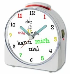 CreaDesign Kinder Funkwecker Weiß Personalisiert Mit Namen Früher Vogel 12-Stunden-Anzeigeformat, Geräuschlos/Ohne Ticken, Nachtlicht -Heim-Audio 28901504 03