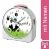 CreaDesign Kinder Funkwecker Weiß Personalisiert Mit Namen Panda Bär 12-Stunden-Anzeigeformat, Geräuschlos/Ohne Ticken, Nachtlicht