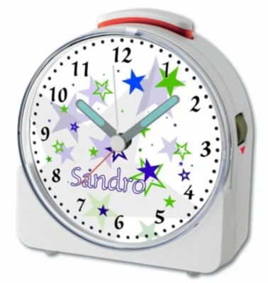 CreaDesign Kinder Funkwecker Weiß Personalisiert Mit Namen Sterne Blau Grün 12-Stunden-Anzeigeformat, Geräuschlos/Ohne Ticken, Nachtlicht 3 CreaDesign Kinder Funkwecker Weiß Personalisiert Mit Namen Sterne Blau Grün 12-Stunden-Anzeigeformat, Geräuschlos/Ohne Ticken, Nachtlicht – Bild 3