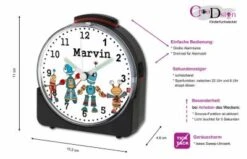 CreaDesign Kinder Funkwecker Weiß Personalisiert Mit Namen Roboter -Heim-Audio 28901824 05