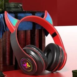 Brightake Kabelloses Headset 5.0 Faltbarer Bluetooth-Kopfhörer Teufel Ohr Bluetooth Kopfhörer Mit Mikrofon Stereo Musik RGB Blinkende -Heim-Audio 30437162 05