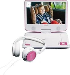 Lenco DVP-910PK - Tragbarer 9" DVD-Player Mit Fester Kopfstützenhalterung Und Kopfhörern, Pink -Heim-Audio 8656255 02